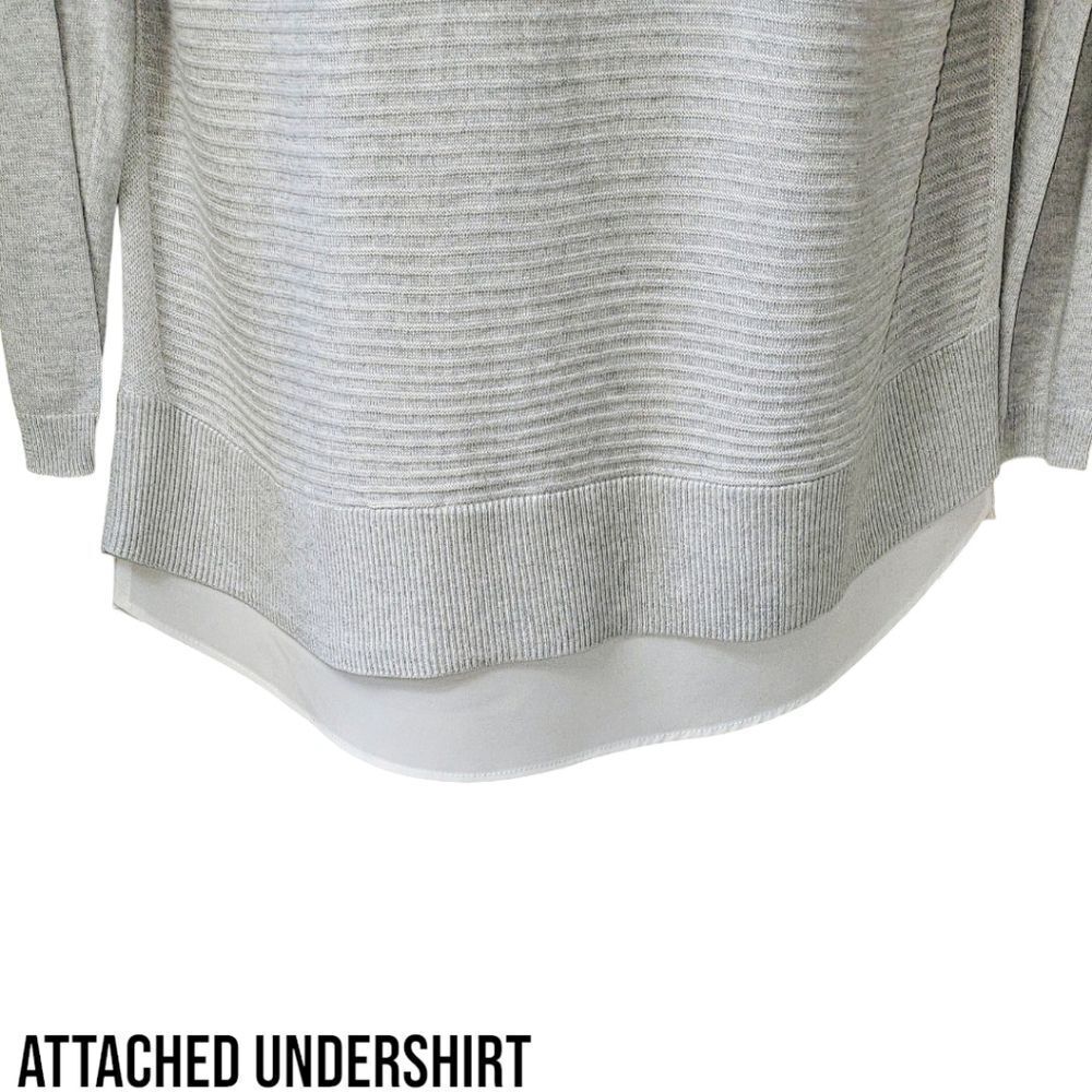 HILLARY RADLEY Plus Size Gray & White Striped 2fer one LongSleeve Sweater XXL - Picture 7 of 14